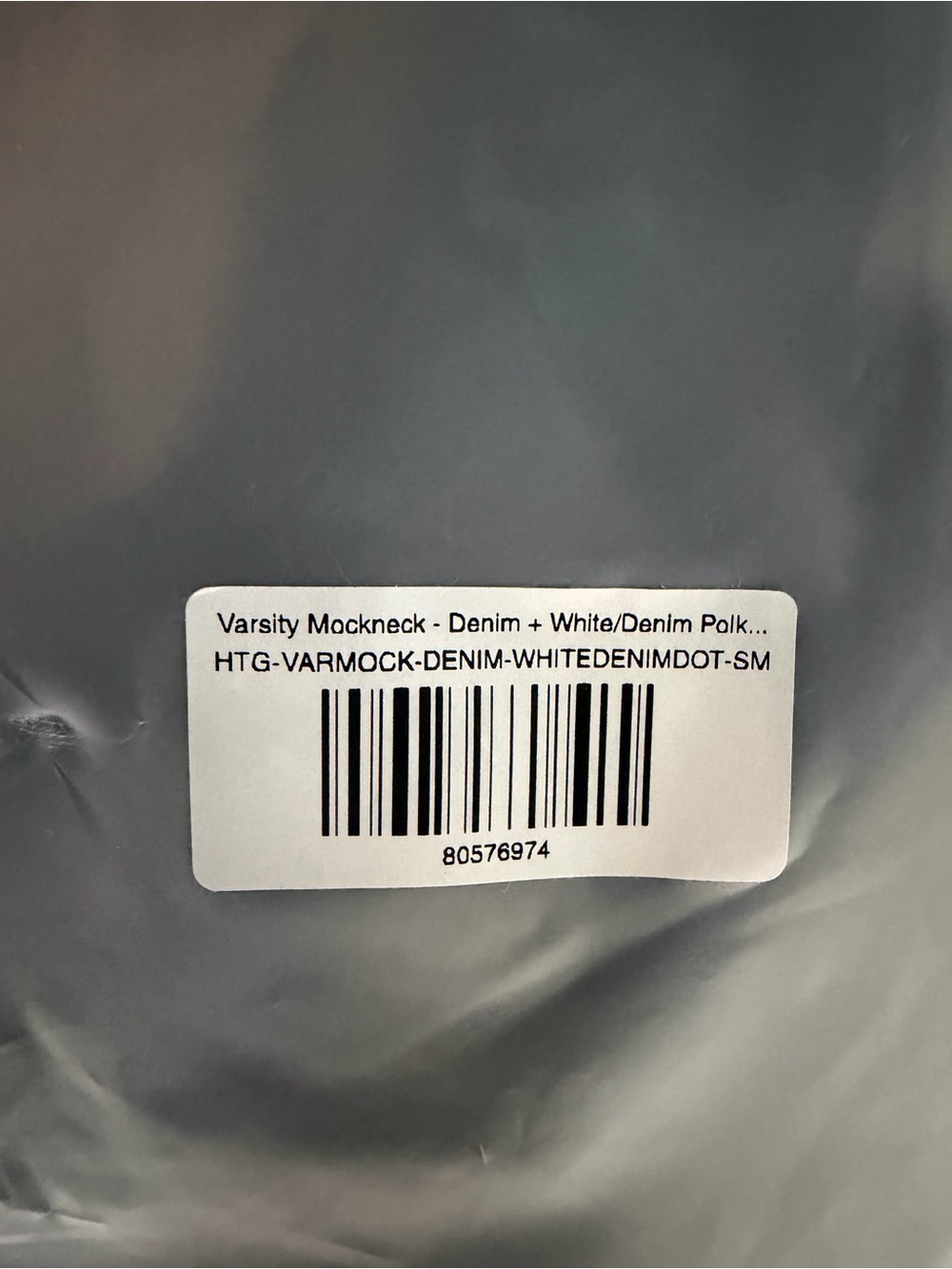 NIB PARKE Varsity Mockneck Sz S/M heritage *denim/white polka dot* - Picture 6 of 6